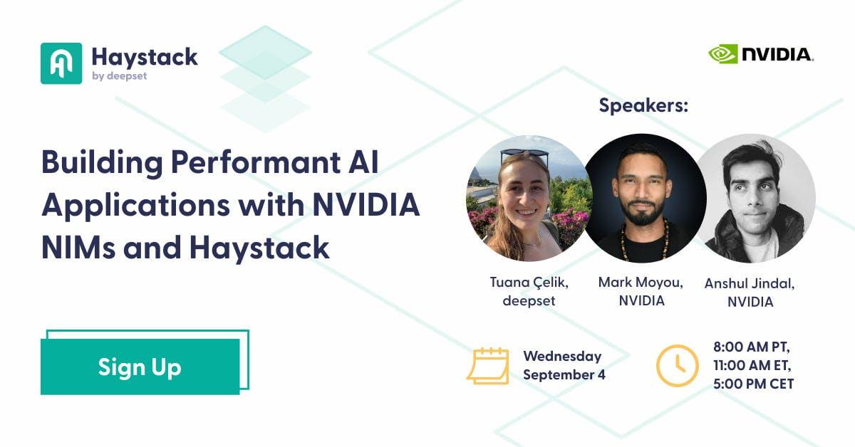 Building Performant AI Applications with NVIDIA and Haystack